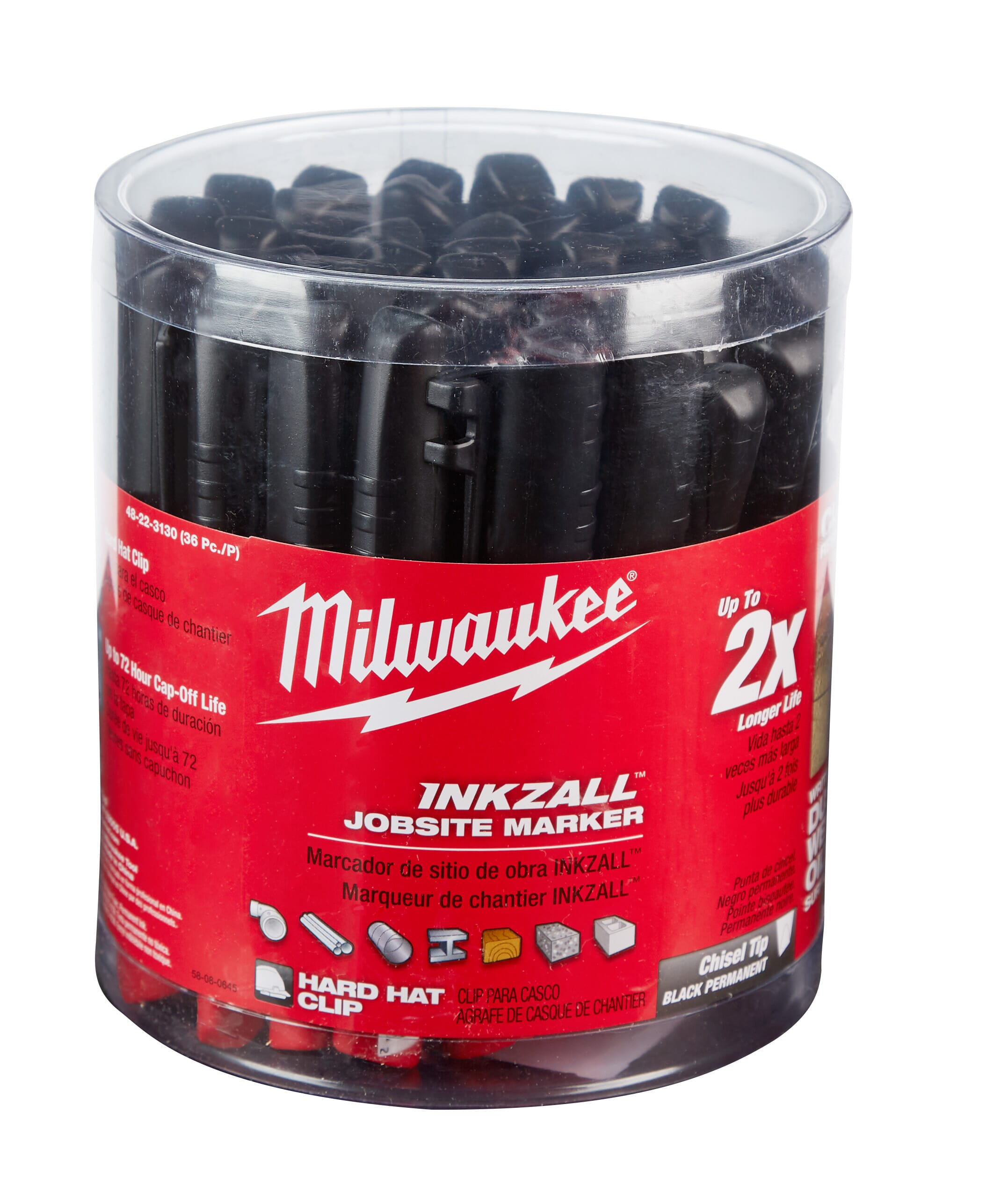Milwaukee® 48-22-3130 Point Marker, 5-1/2 in Chisel Tip, Plastic, Black Ink/Red